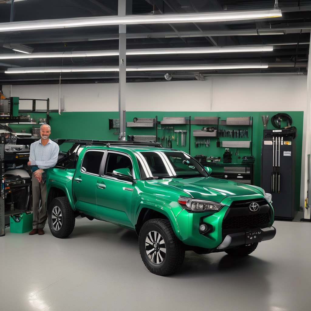 Satisfied customer with trusted automotive technician in professional service moment